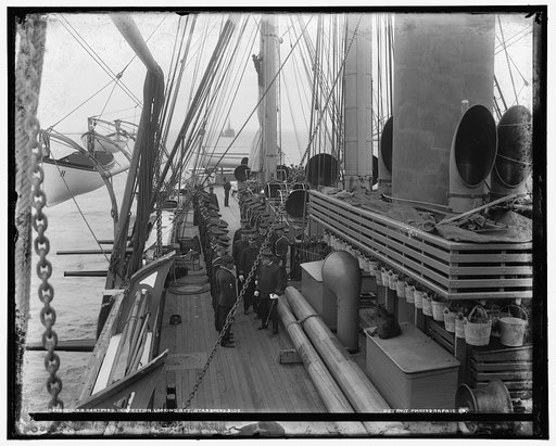 U.S.S. Hartford, inspection, looking aft., starboard side