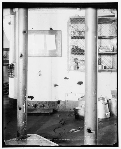 U.S.S. Iowa, damage from Spanish fire in Battle of Santiago