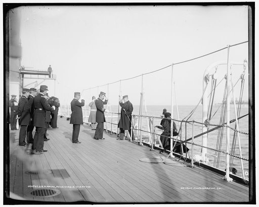 U.S.S. Maine, receiving a visator [i.e. visitor
