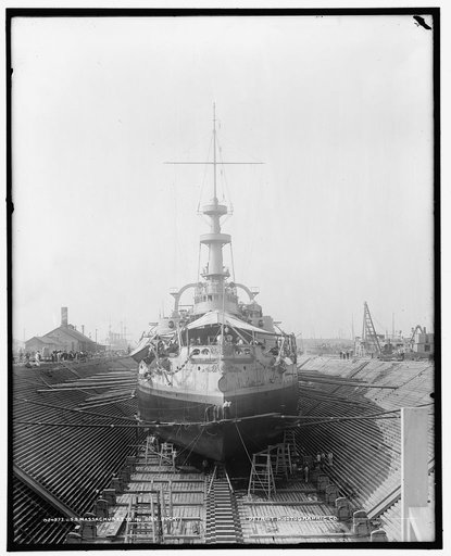 U.S.S. Massachusetts in dry dock