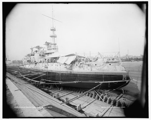 U.S.S. Massachusetts in dry dock