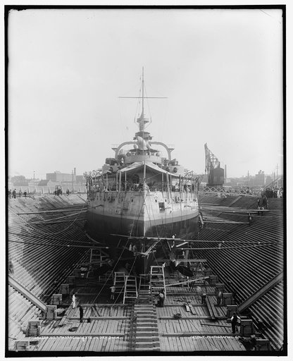 U.S.S. Massachusetts in dry dock