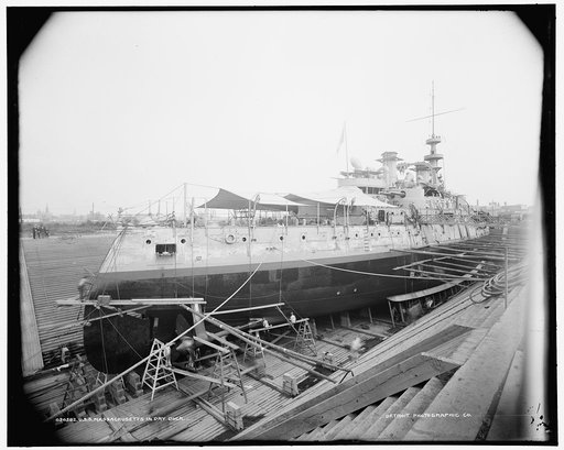 U.S.S. Massachusetts in dry dock