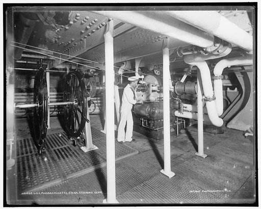 U.S.S. Massachusetts, steam steering gear