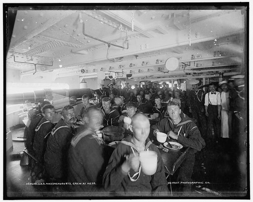 U.S.S. Massachusetts, crew at mess