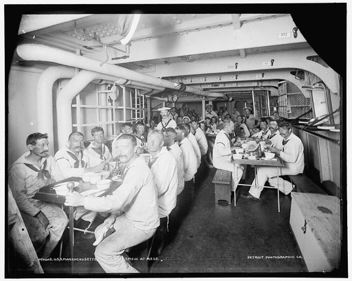 U.S.S. Massachusetts, crew at mess