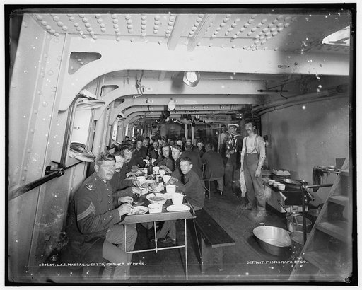 U.S.S. Massachusetts, marines at mess