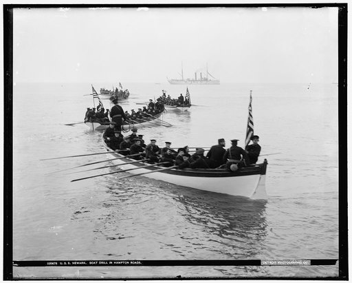 U.S.S. Newark, boat drill in Hampton Roads