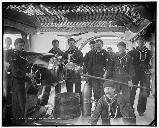 U.S.S. New York, breech of 8 inch gun and crew