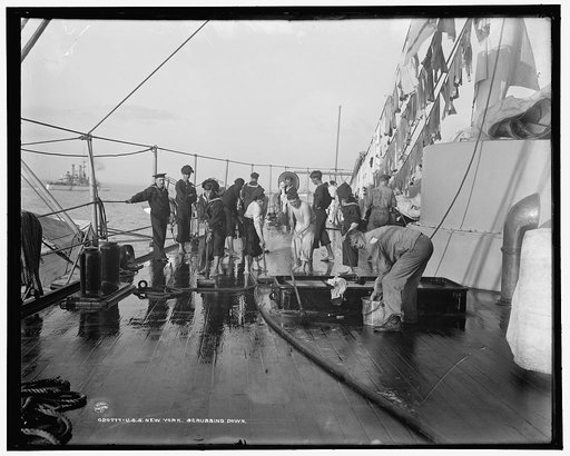 U.S.S. New York, scrubbing down