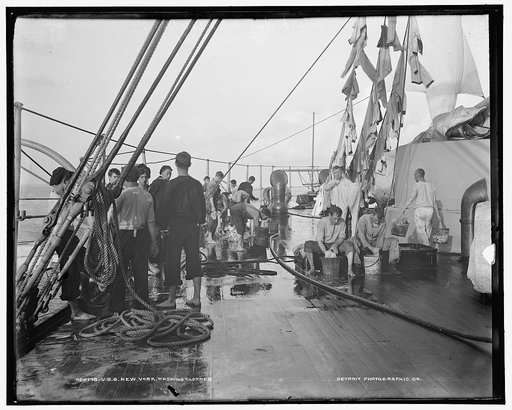 U.S.S. New York, washing clothes