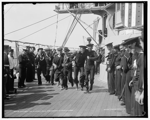 U.S.S. New York, 3 legged race, anniversary of Santiago