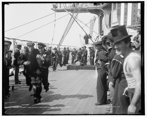 U.S.S. New York, 3 legged race, anniversary of Santiago