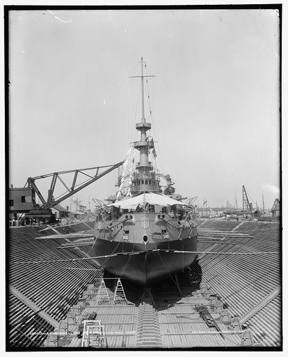 U.S.S. Oregon in dry dock, Brooklyn Navy Yard
