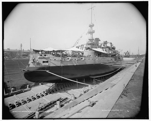 U.S.S. Oregon in dry dock, Brooklyn Navy Yard