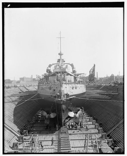 U.S.S. Oregon in dry dock, Brooklyn Navy Yard