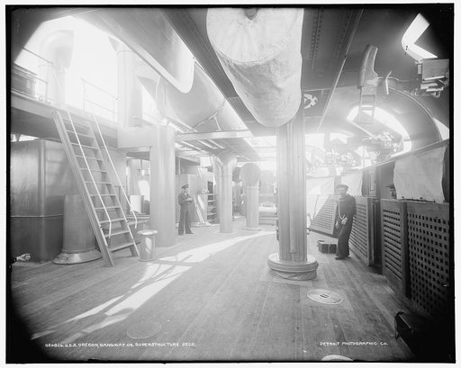 U.S.S. Oregon, gangway on superstructure deck