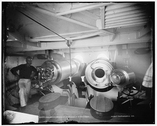 U.S.S. Oregon, breech of 13-inch guns in after turret