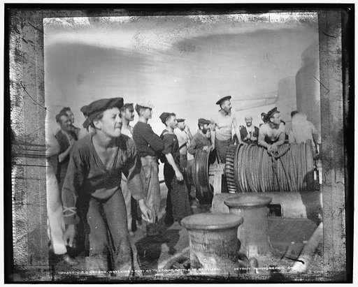 U.S.S. Oregon, watching a shot at the [Cristobal] Colon, Battle of Santiago
