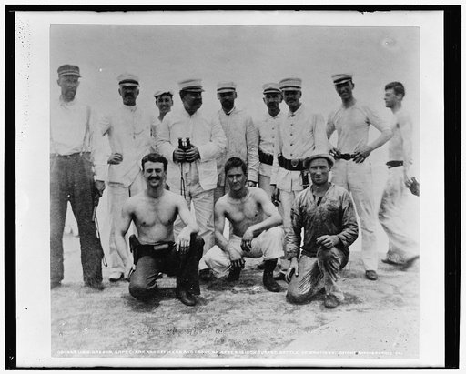 U.S.S. Oregon, Capt. Clark and officers and crew of after 13 inch turret, Battle of Santiago