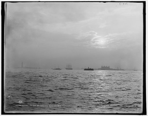 Sunset off the Battery, New York harbor