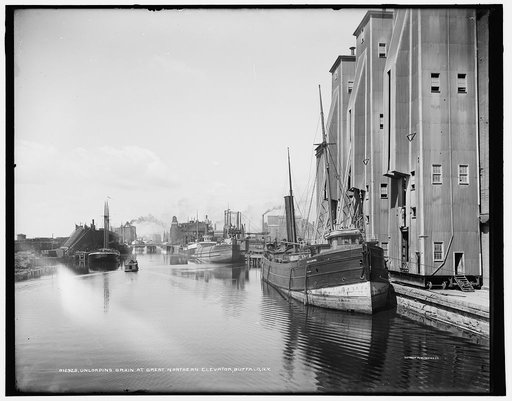 Unloading grain at Great Northern elevator, Buffalo, N.Y.