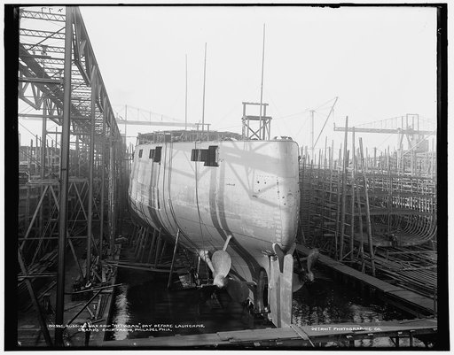 Russian war ship Retvizan [sic], day before launching, Cramp's ship yards, Philadelphia