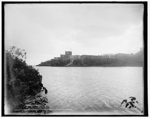 Old fort and entrance to river, Domingo City, San Domingo, W.I.