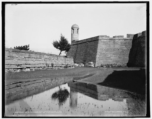 Moat and watch tower, Fort Marion, St. Augustine, Fla.