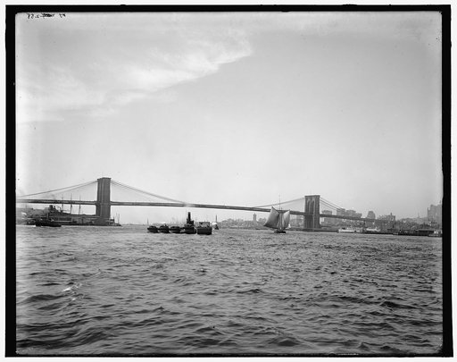 Brooklyn Bridge from up the river, New York