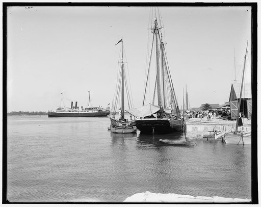 Harbor views, departure of S.S. Miami, Nassau, Bahamas