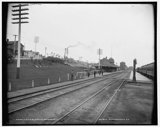 C. & N.W. Ry. [i.e. Chicago & North Western Railway] station, Waukegan, Ill.