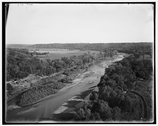 Up the river from viaduct, Des Moines River, Iowa