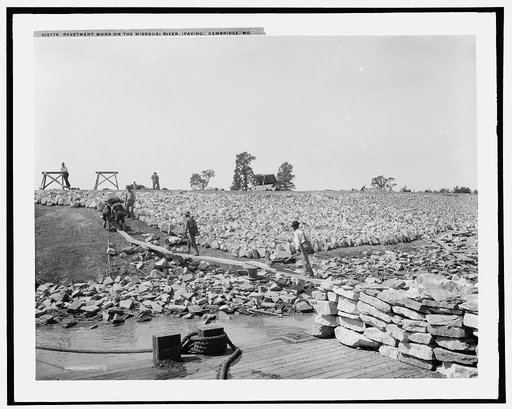 Revetment work on the Missouri River, paving, Cambridge, Mo.