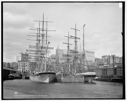 Shipping at East River docks, New York