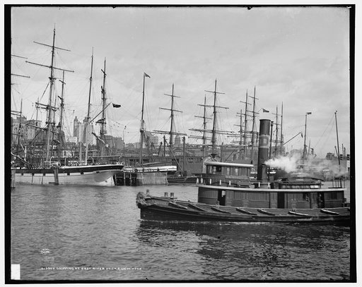 Shipping at East River docks, New York