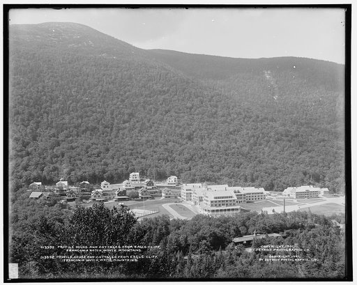 Profile House and cottages from Eagle Cliff, Franconia Notch, White Mountains