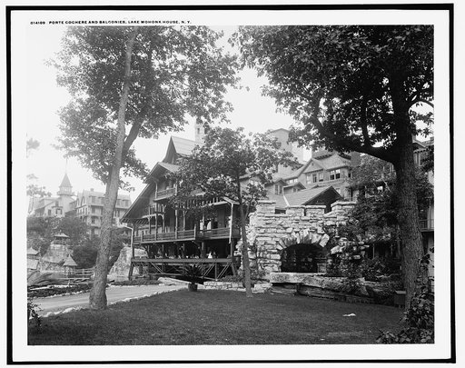 Porte cochere and balconies, Lake Mohonk [Mountain] House, N.Y.