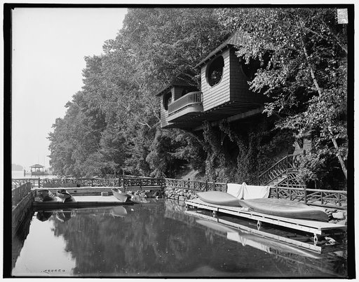 Green Island, private dock & basin, Lake George, N.Y.