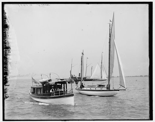 Returning to anchor after the paces, Inter-Lake Yachting Association meet, Put-in-Bay