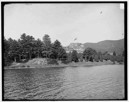 Fort William Henry Hotel from steamboat dock, Lake George, N.Y.