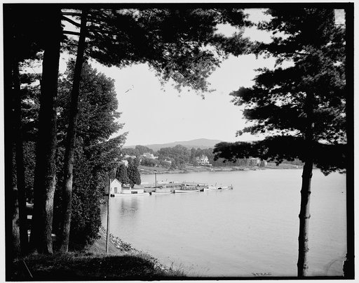 Boat landing at Fort William Henry Hotel, Lake George, N.Y.