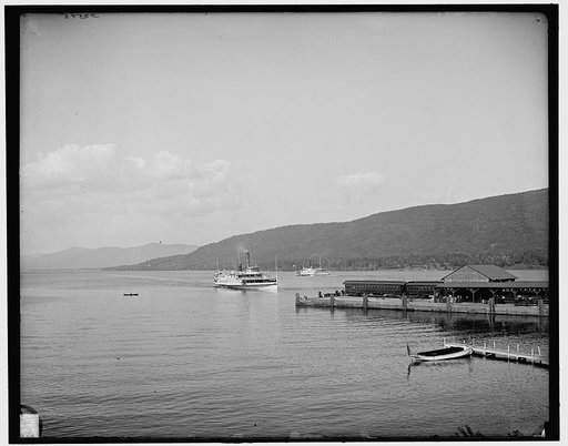 Str. Sagamore landing at dock, Lake George, N.Y.