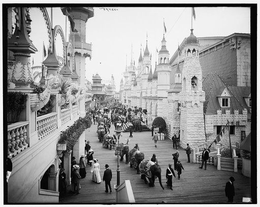 Luna Park, the promenade, Coney Island, New York