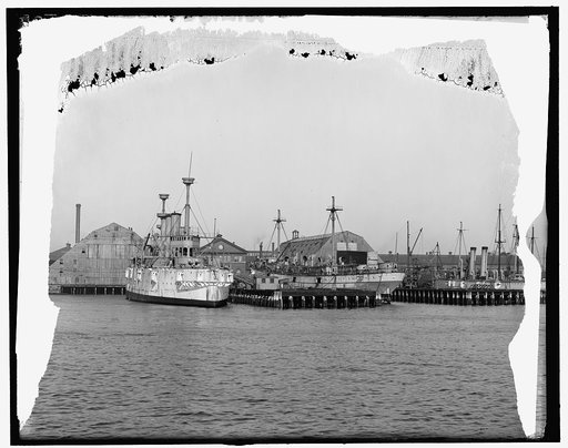 Charlestown Navy Yard from the water, Boston, Mass.