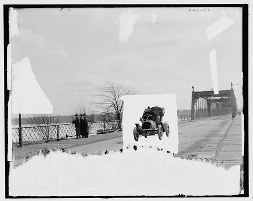 Automobile on bridge