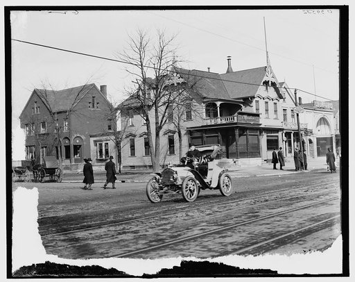 Automobile on town street