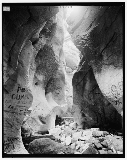 Looking down under Natural Bridge, North Adams, Mass.
