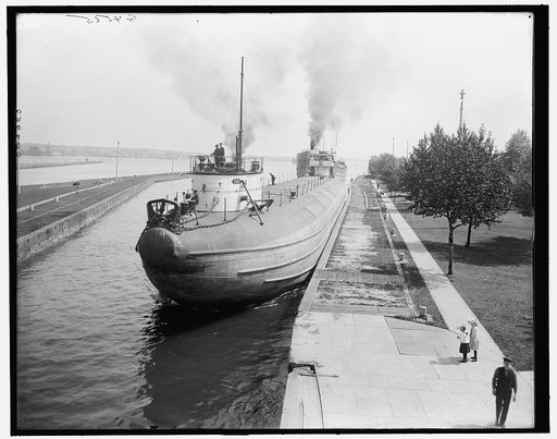 Whaleback entering Weitzel Lock, Sault Sainte Marie, Mich.