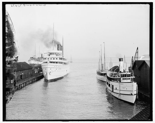 Passenger steamer at dock, Mackinac, Mich.
